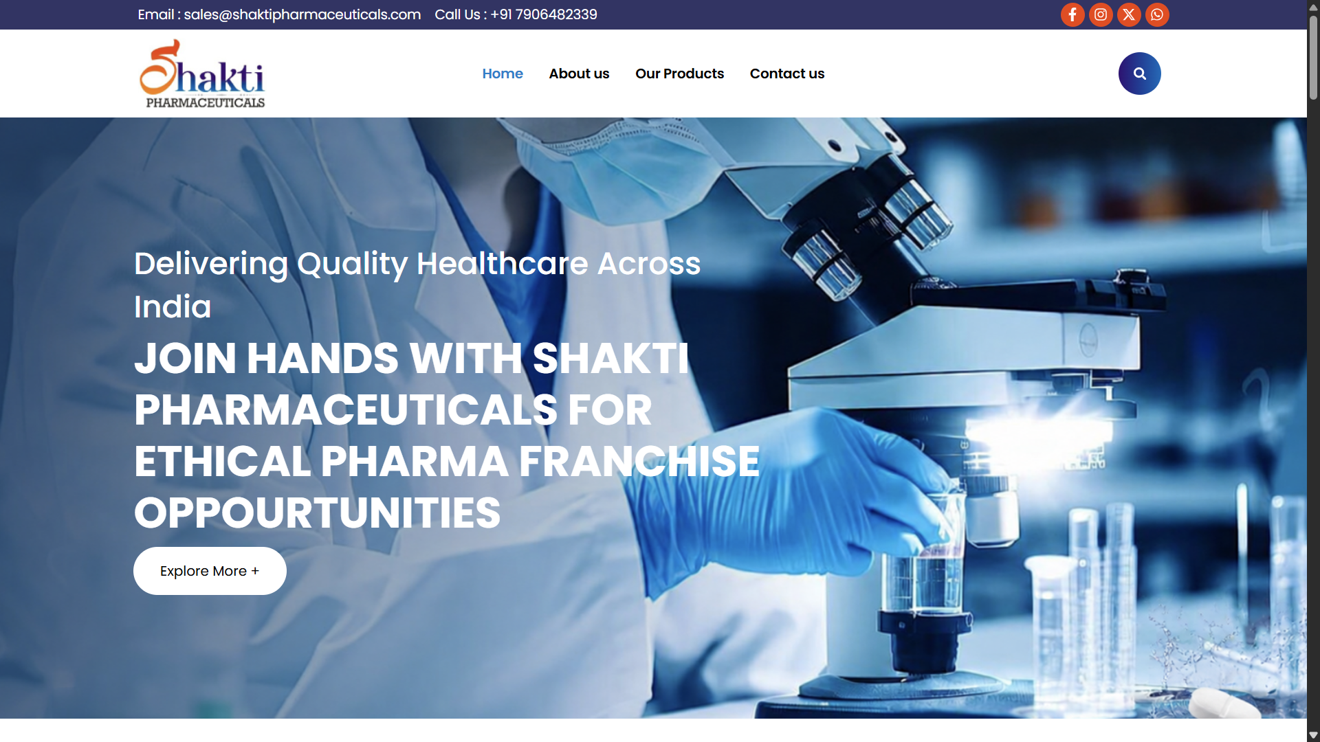 Shakti Pharmaceuticals live interface preview